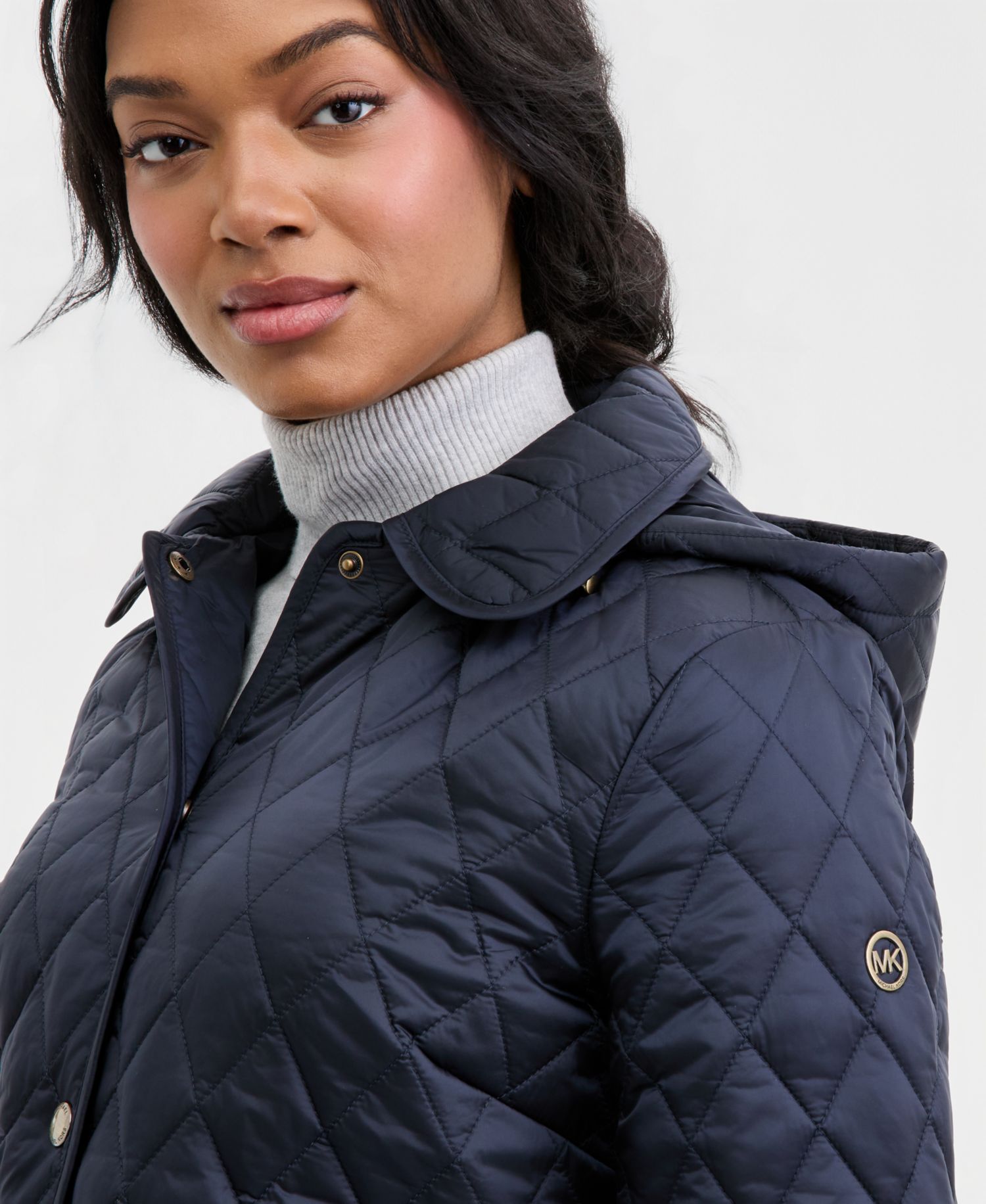 Michael Kors Petite Short Hooded Quilted Coat