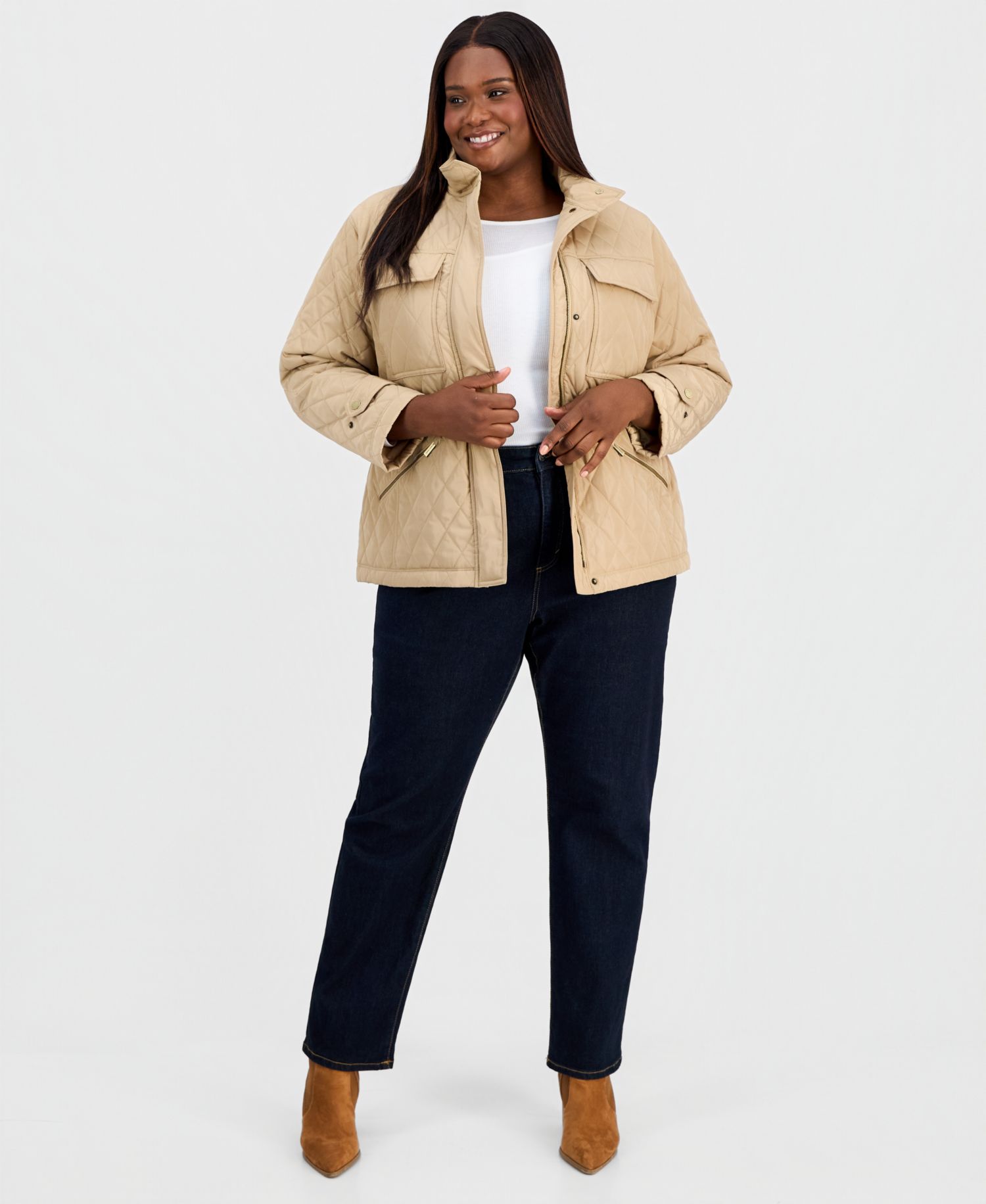 Michael Kors Plus Size Short Quilted Coat