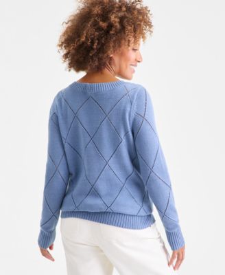 Petite Pointelle Boat Neck Sweater, Macy's Exclusive