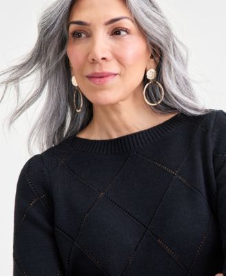 Women's Pointelle Boat-Neck Sweater