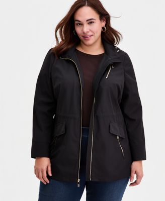 Plus Size Zip-Front Hooded Anorak