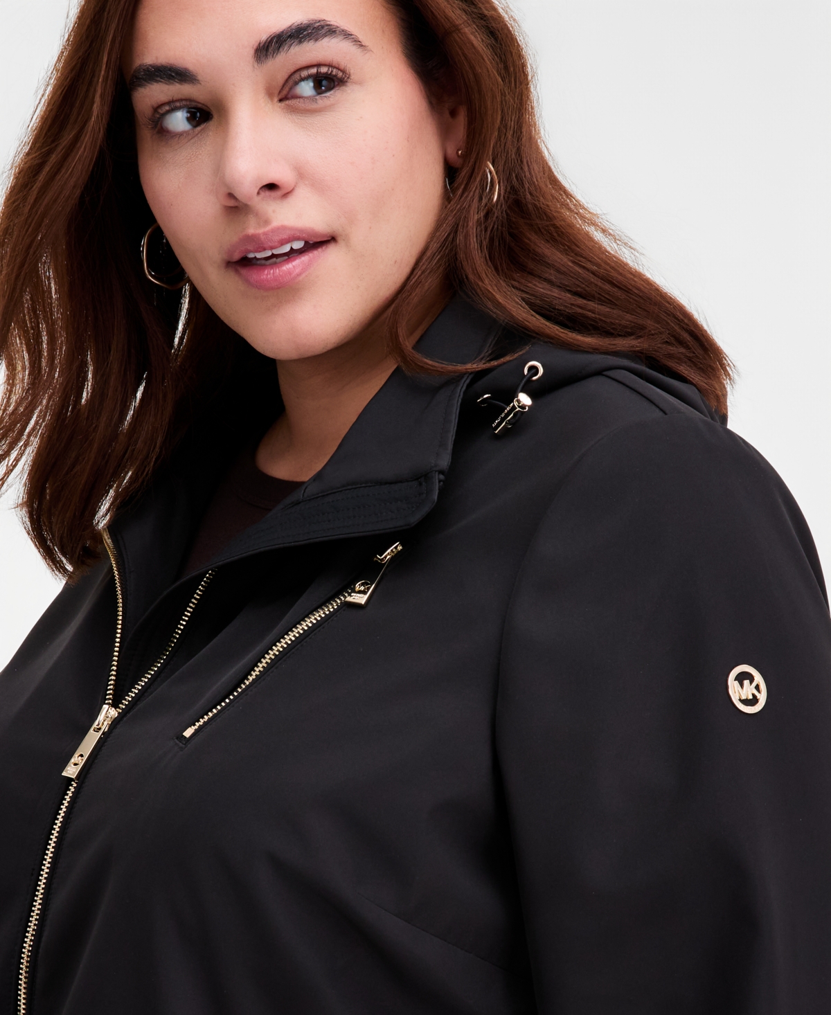 Michael Kors Plus Zip-Front Hooded Anorak