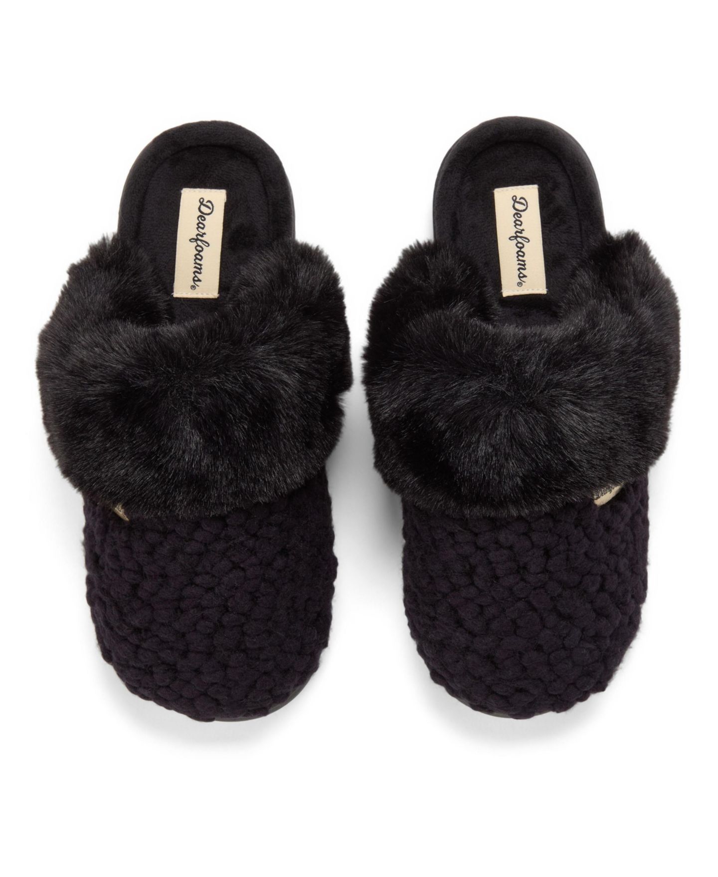 Женские тапочки Dearfoams Courtney Knit Scuff Slipper, цвет: Чёрный однотонный — фото 3