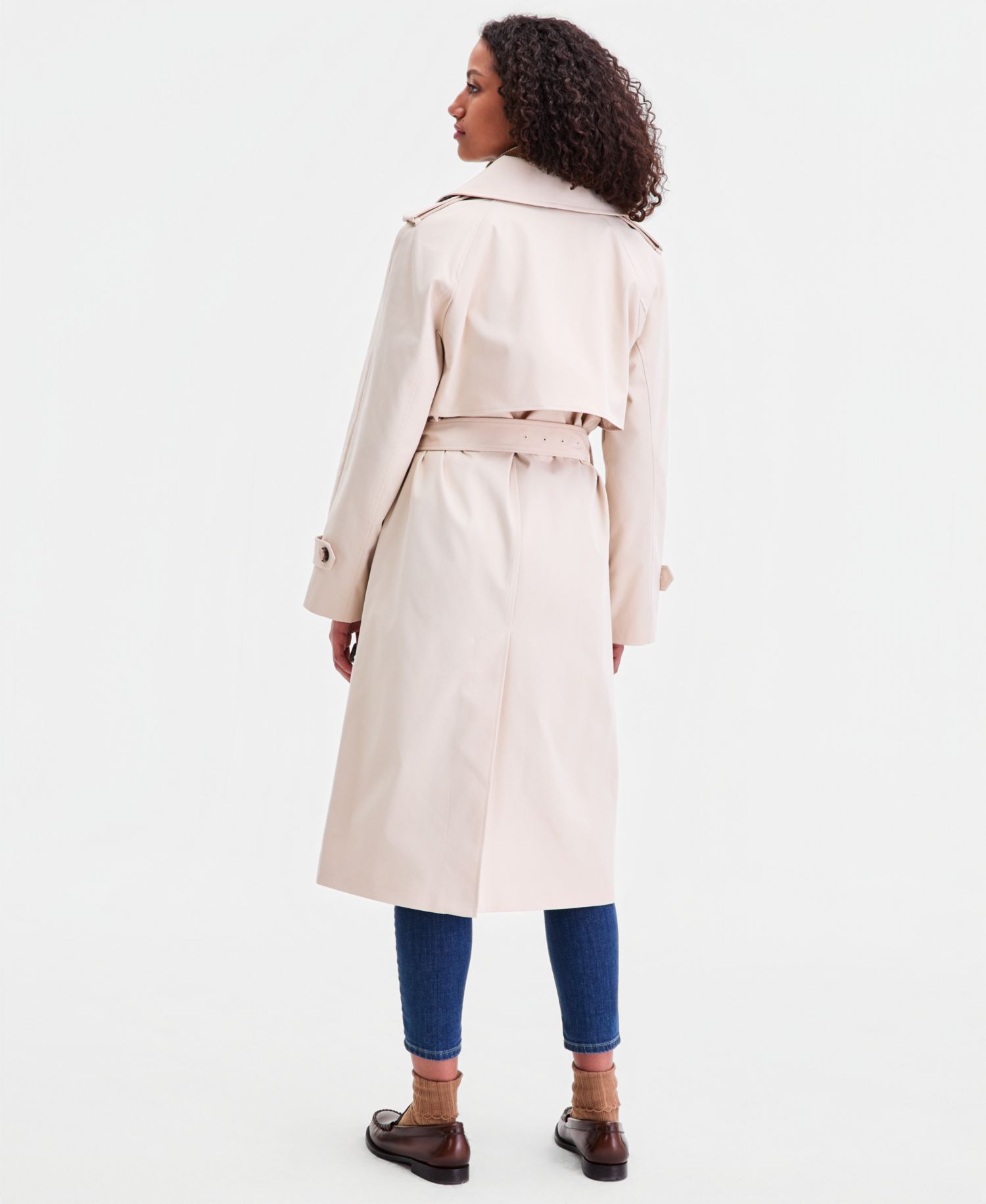 Petite Double-Breasted Belted Trench Coat