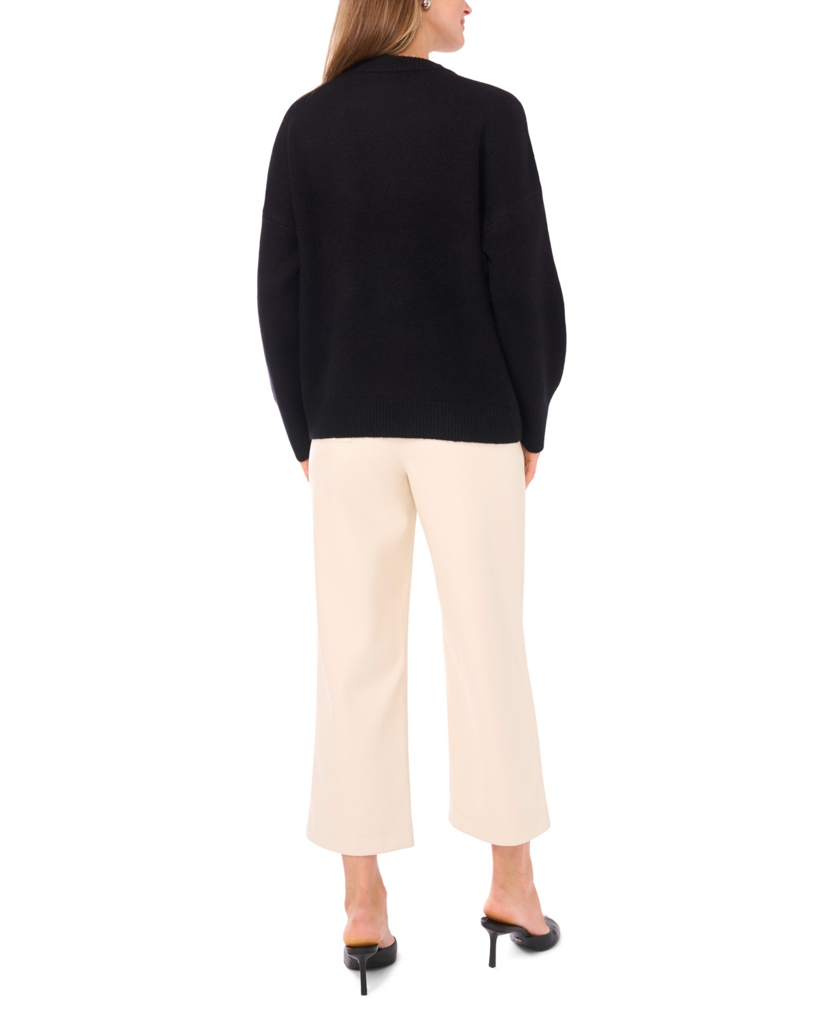 Vince Camuto Floral Jacquard Sweater In Black