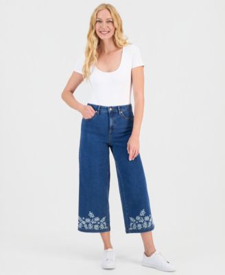 Style & Co - Women's Embroidered High-Rise Cropped Jeans