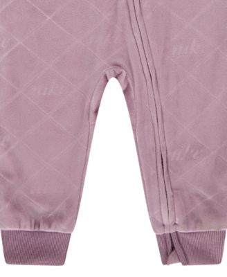 Baby Girls' Velour Monogram Coverall