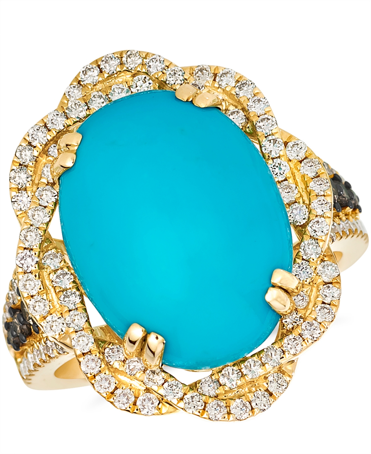 Le Vian Turquoise (8.6 Ct. T.w.), Chocolate Diamond (0.15 Ct. T.w.), And Nude Diamond (0.74 Ct. T.w.) Ring I