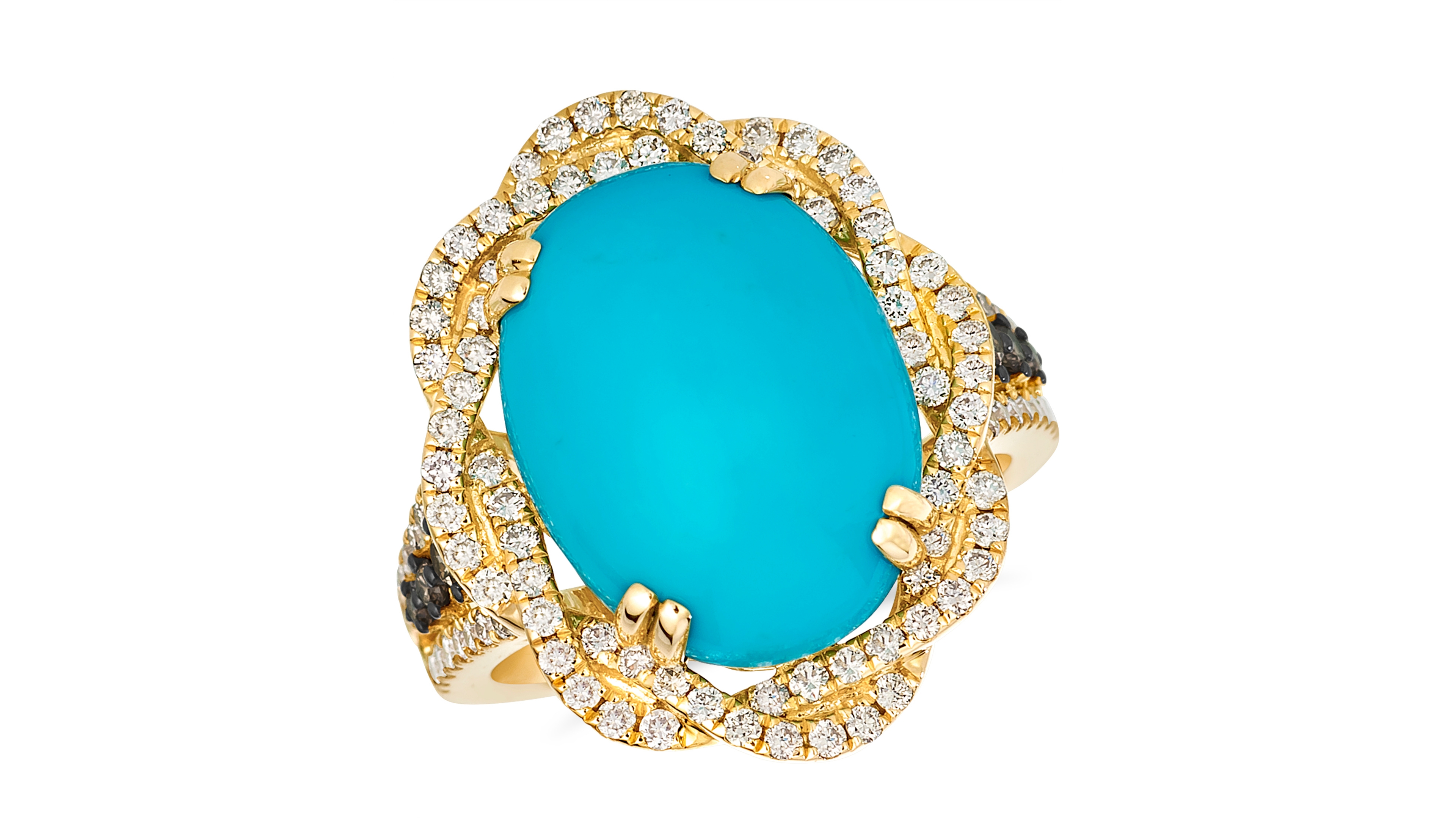 Le Vian Turquoise (8.6 ct. t.w.), Chocolate Diamond (0.15 ct. t.w.), and Nude Diamond (0.74 ct. t.w.) Ring in 14K Honey Gold