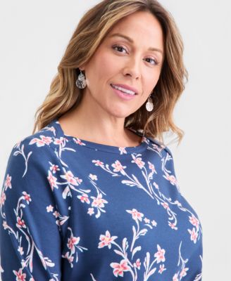 Plus Size Cotton Boat-Neck Top, Macy's Exclusive