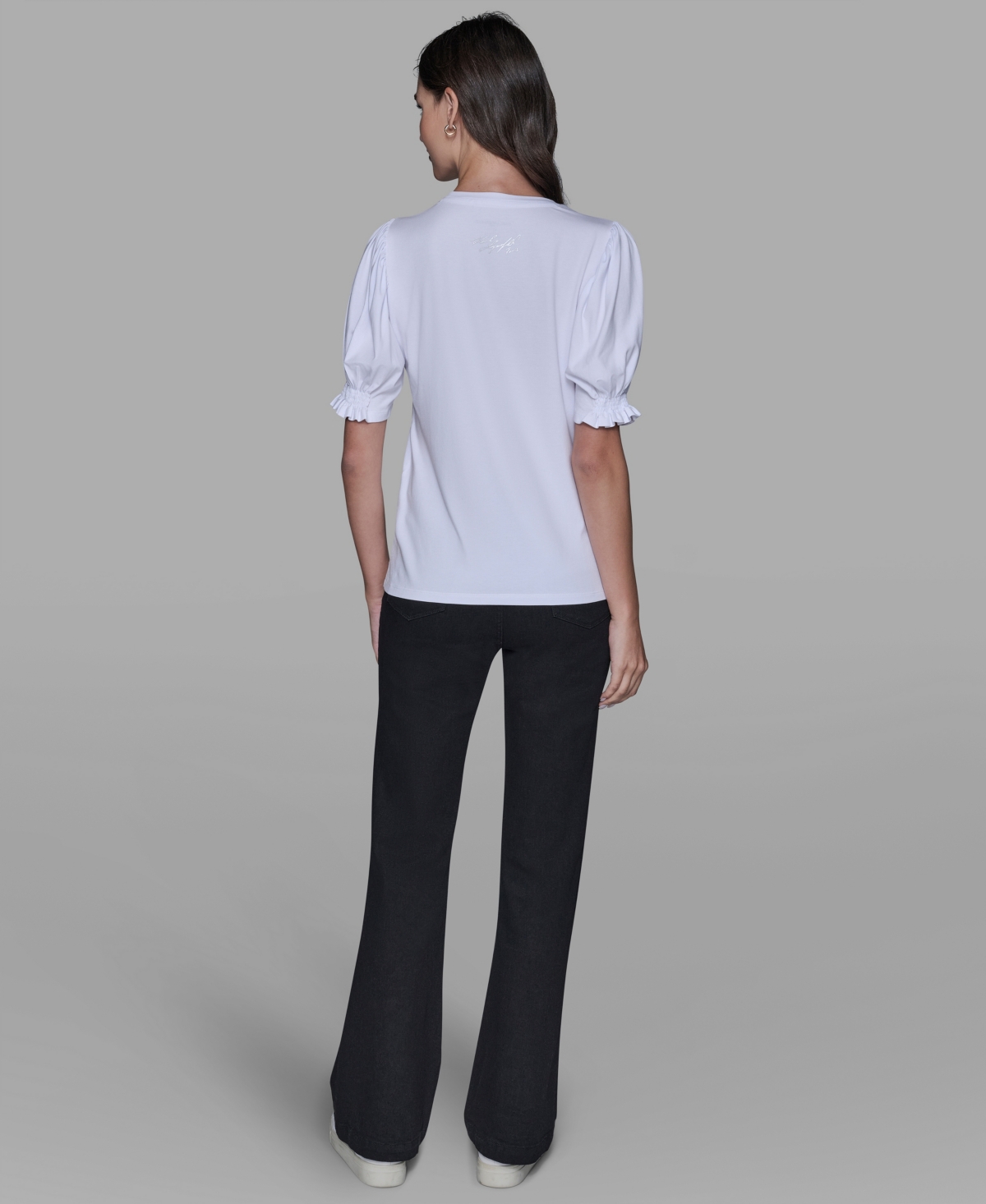 Karl Lagerfeld Women's Puff Sleeves T-shirt In White