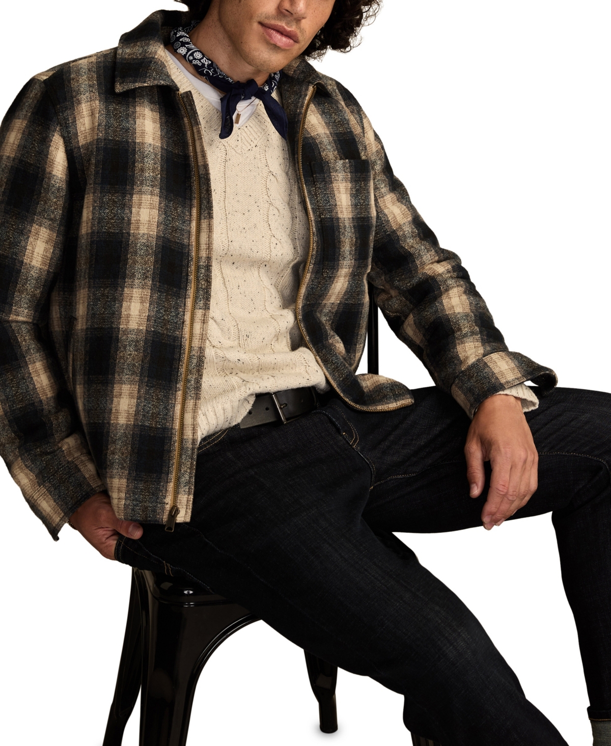 Lucky Brand Men's Plaid Long-Sleeve Jacket