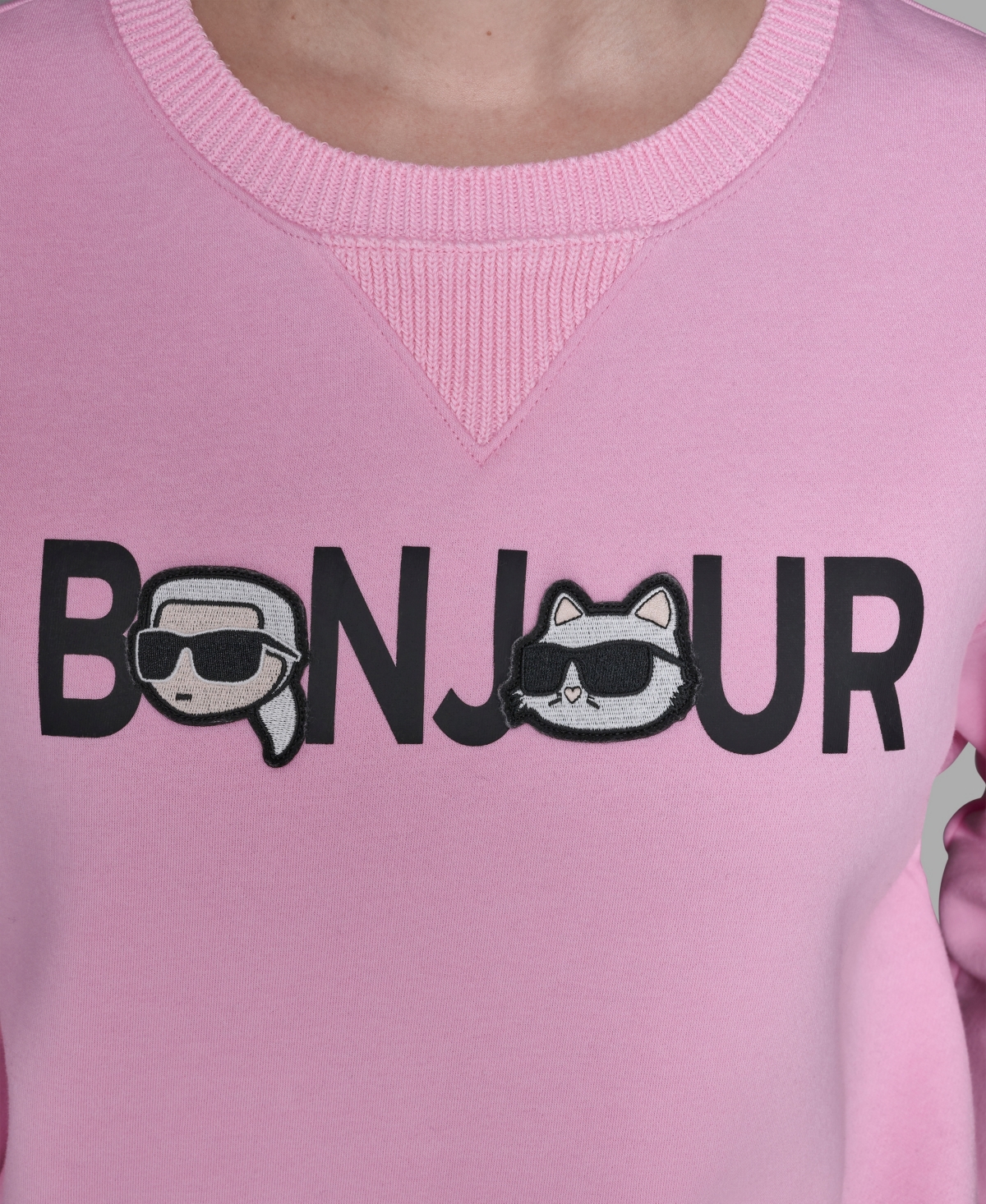 Karl Lagerfeld Paris Women's Duo Bonjour Crewneck Sweater