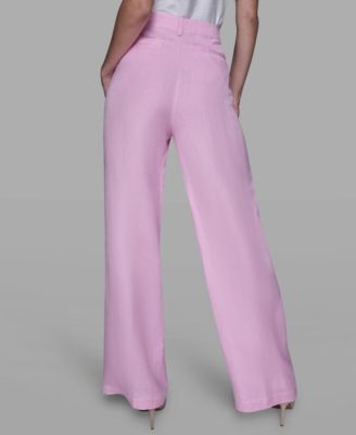 Women's Linen-Blend Straight Pocket Detail Pants