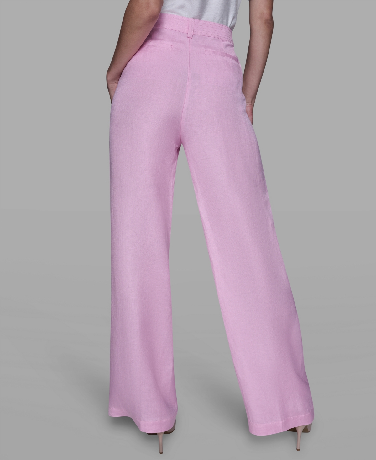 Karl Lagerfeld Women's Straight Pocket Detail Pants In Pink