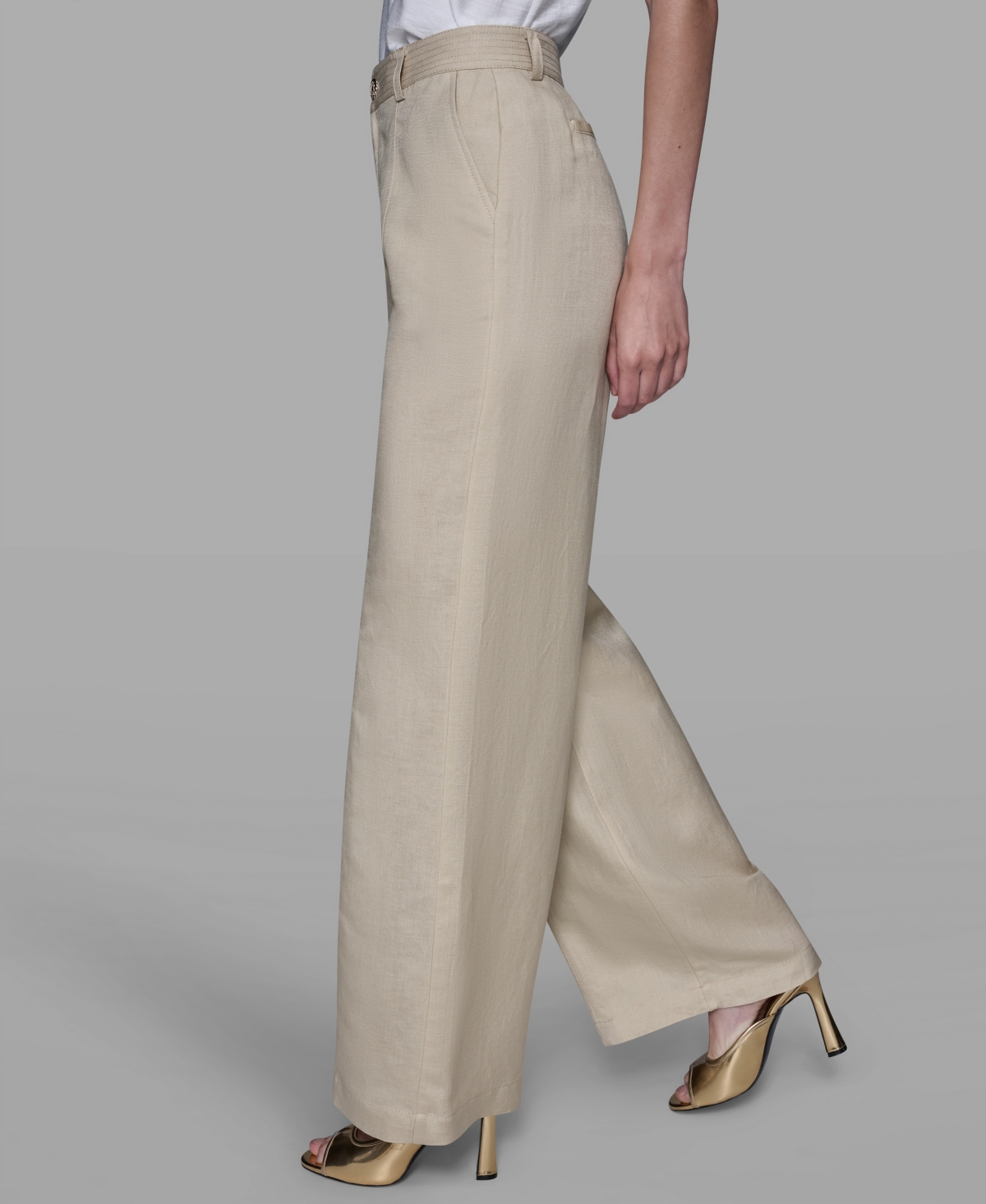 Karl Lagerfeld Women's Straight Pocket Detail Pants In Neutral