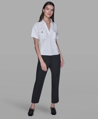 Women's Short-Sleeve Collared Polo Top