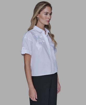 Women's Solid Floral Top