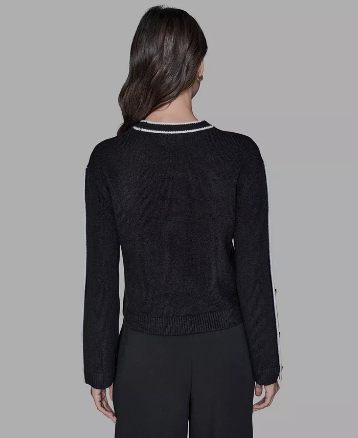 Women's Contrast Trim Pull-On Sweater - thumbnail 4