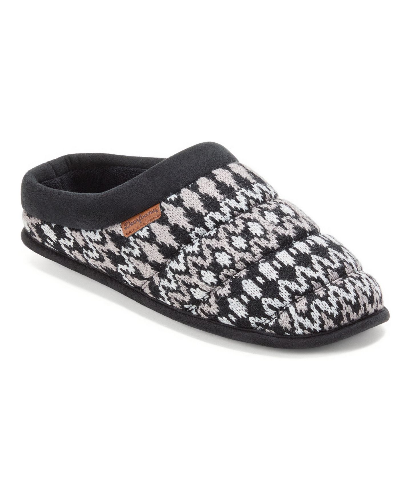 Мужские сабо Dearfoams Asher Marled Knit Clog House Slipper, цвет: Чёрный комбинированный — фото 1