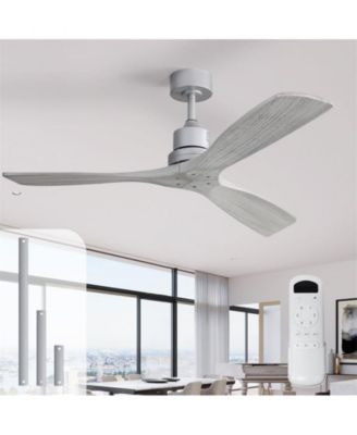 52-inch Modern Silver 3 Blades Walnut Ceiling Fan with 6 Speed Remote control and Timing and Forward Reverse Rotation Function for Indoor