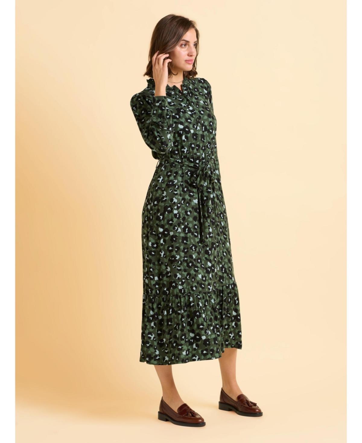Brakeburn Women's Luna Long Sleeve Button Midi Dress