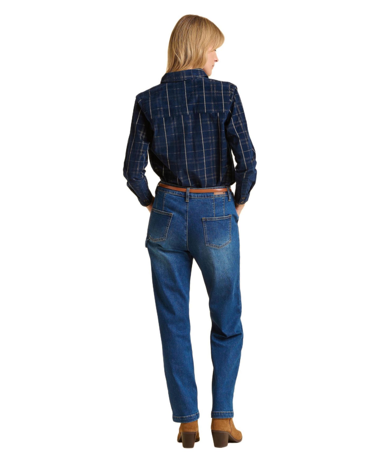 Женская рубашка Brakeburn Frances Long Sleeve Checked, цвет: Синий — фото 3