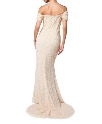 Women's Sequin Bardot Maxi Bridesmaid Dress