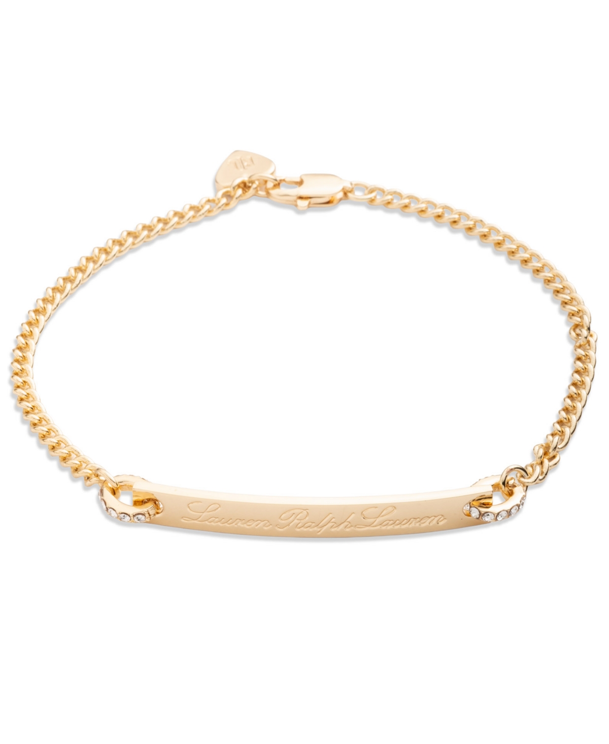 Ralph Lauren Glass Stone Crystal Logo Flex Bracelet In Gold