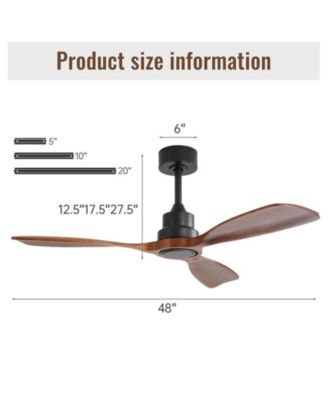 48-inch Modern Black 3-Blade Flush Mount Ceiling Fans Supports Remote Control 6-Speed Arbitrary Adjustment and Timing Function