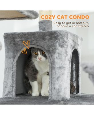 69" Cat Tower with 2 Condos, Large Cat Tree for Multiple Cats