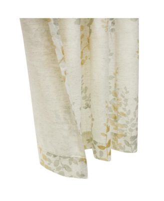 Lana Light Filtering Grommet Curtain Panel Two Tone Leaf Branches Bouquet Faux Linen Fabric Designed 50" x 63" Ivory