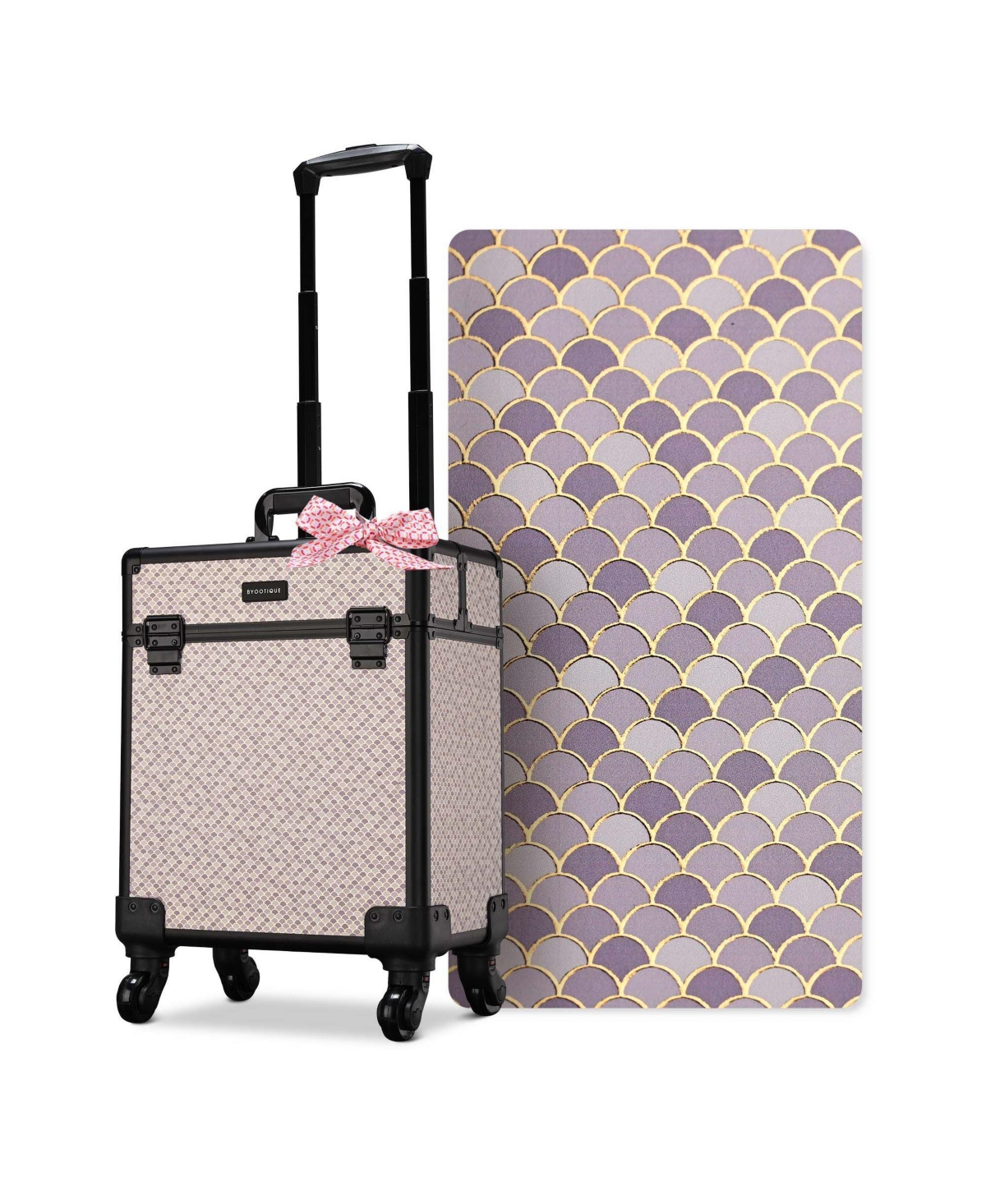 Byootique Rolling Makeup Train Case Cosmetology Organizer Box Art Deco Graphite