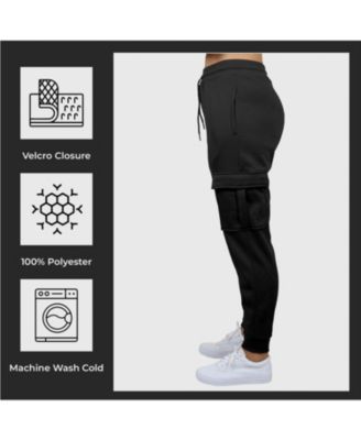 Women's Loose Fit Fleece Jogger Sweatpants with Velcro Cargo Pockets-3 Pack