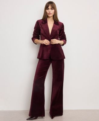 Women's Long Sleeve Velvet Sculpted Blazer, Regular and Plus Size