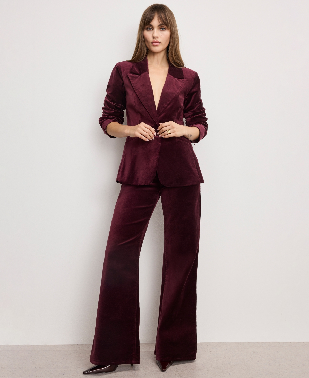 Good American Women's Long Sleeve Velvet Sculpted Blazer, Regular And Plus Size In Animal Print