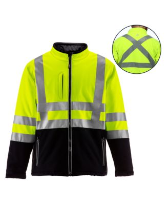 Men's HiVis Insulated Softshell Jacket - High-Visibility, Warm Work Coat, Water-Repellent, Windproof, Reflective Safety Gear