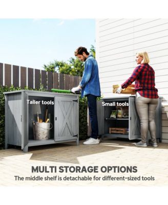 Wood Outdoor Storage Cabinet Potting Shed with Shelf,