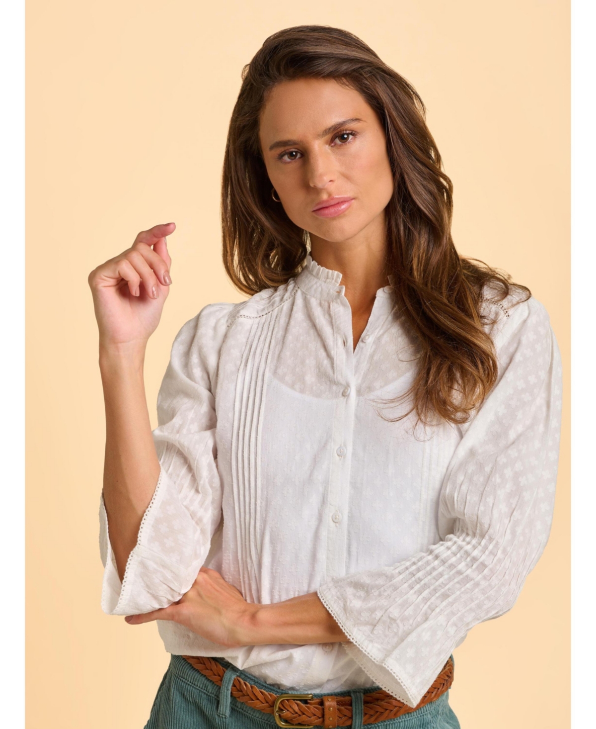 Brakeburn Women's Elva 3/4 Sleeve High Neck Shirt
