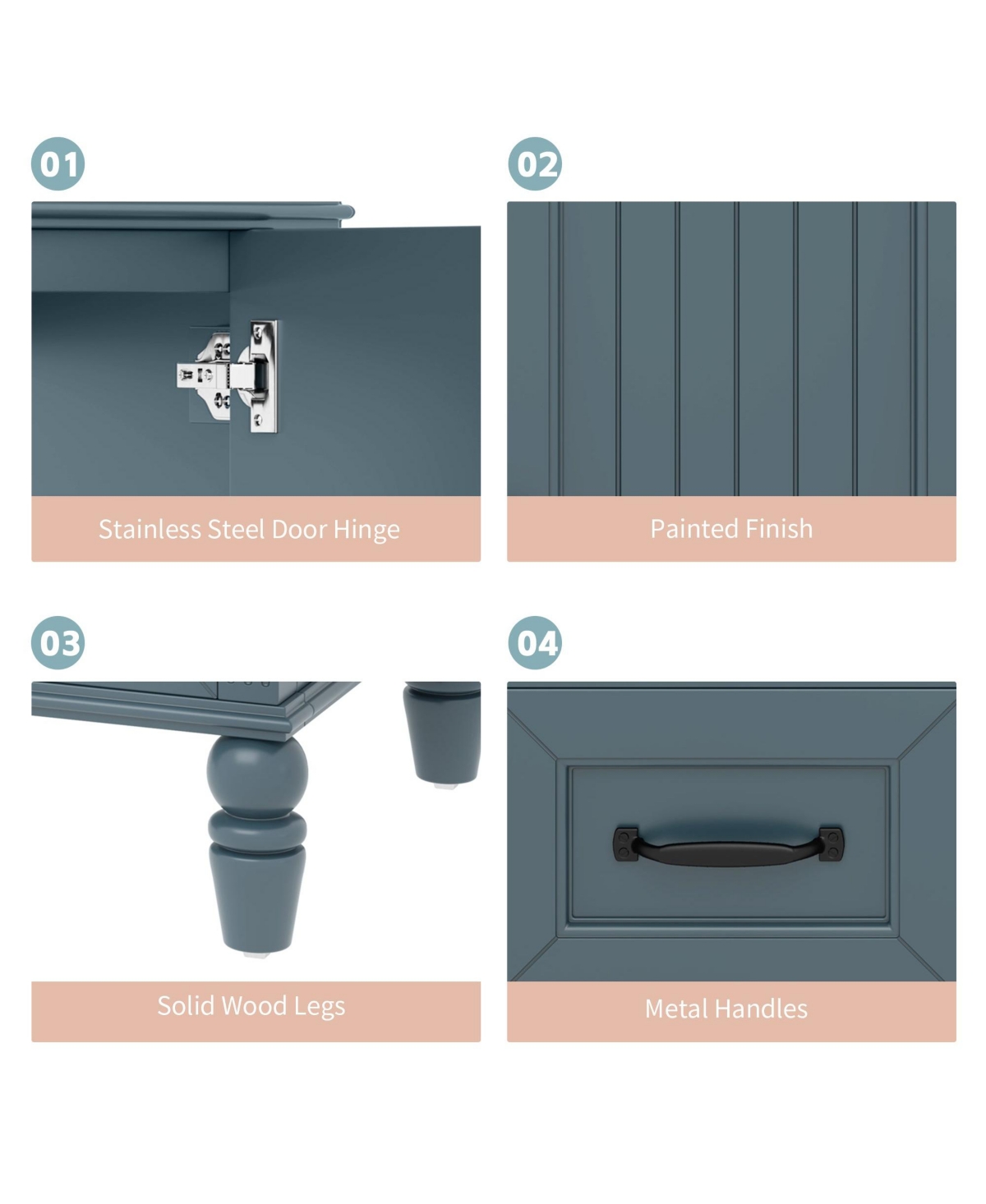 Boyel Living 36" Bathroom Vanity with Sink, Blue Bathroom Cabinet with Drawers, Solid Frame and Mdf Board