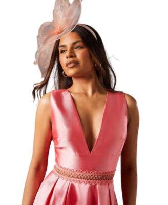 Women's Twill Midi Dress With Lace Trims