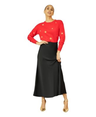 Women's Smart Satin Midi Skirt