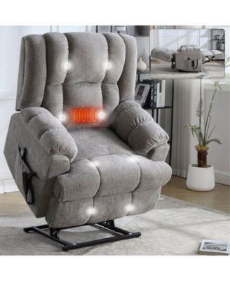 Dual Motor Heat Massage Infinite Position Up to 350 LBS Electric Power Lift Recliners with Power-Remote, Medium-firm and Heavy Duty, Red