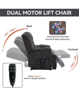 Dual Motor Heat Massage Infinite Position Up to 350 LBS Electric Power Lift Recliners with Power-Remote, Medium-firm and Heavy Duty, Red