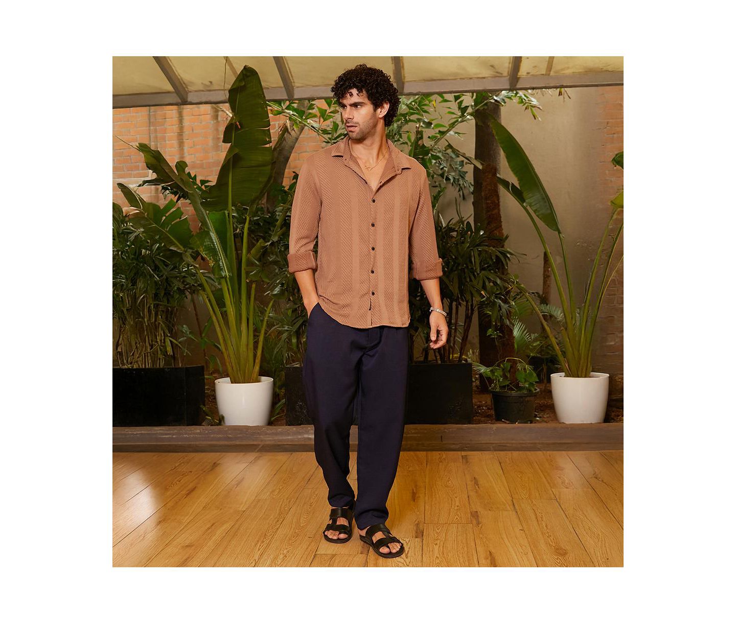 Мужская рубашка Cahoot Campus Sutra Tan Brown Scale-Tactile, цвет: Коричневый — фото 2