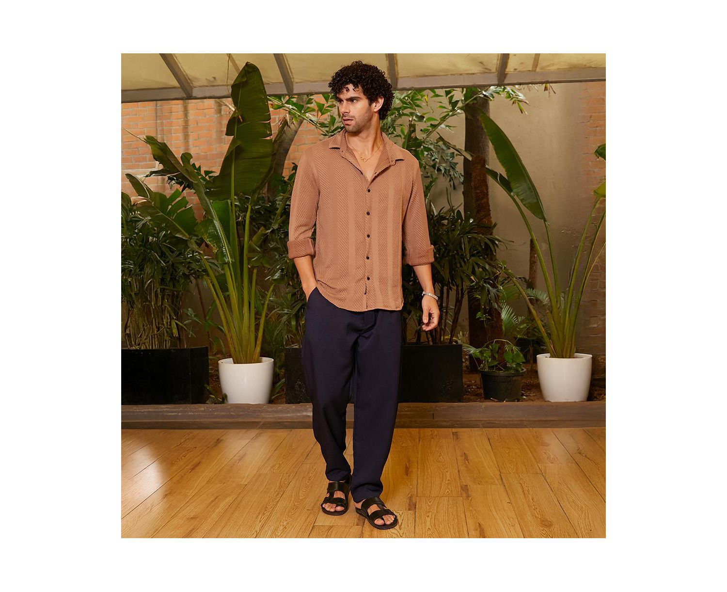 Men's Tan Brown Scale-Tactile Shirt