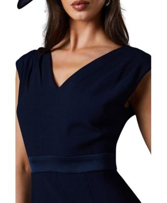 Women's Satin Back Crepe Peplum Dress