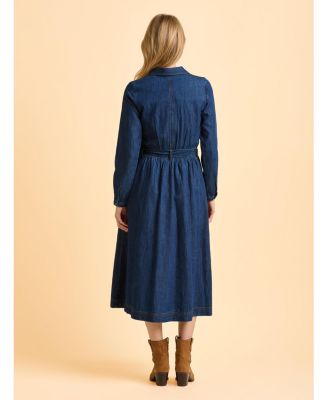 Women's Fern Long Sleeve V-Neck Shirt Midi Dress