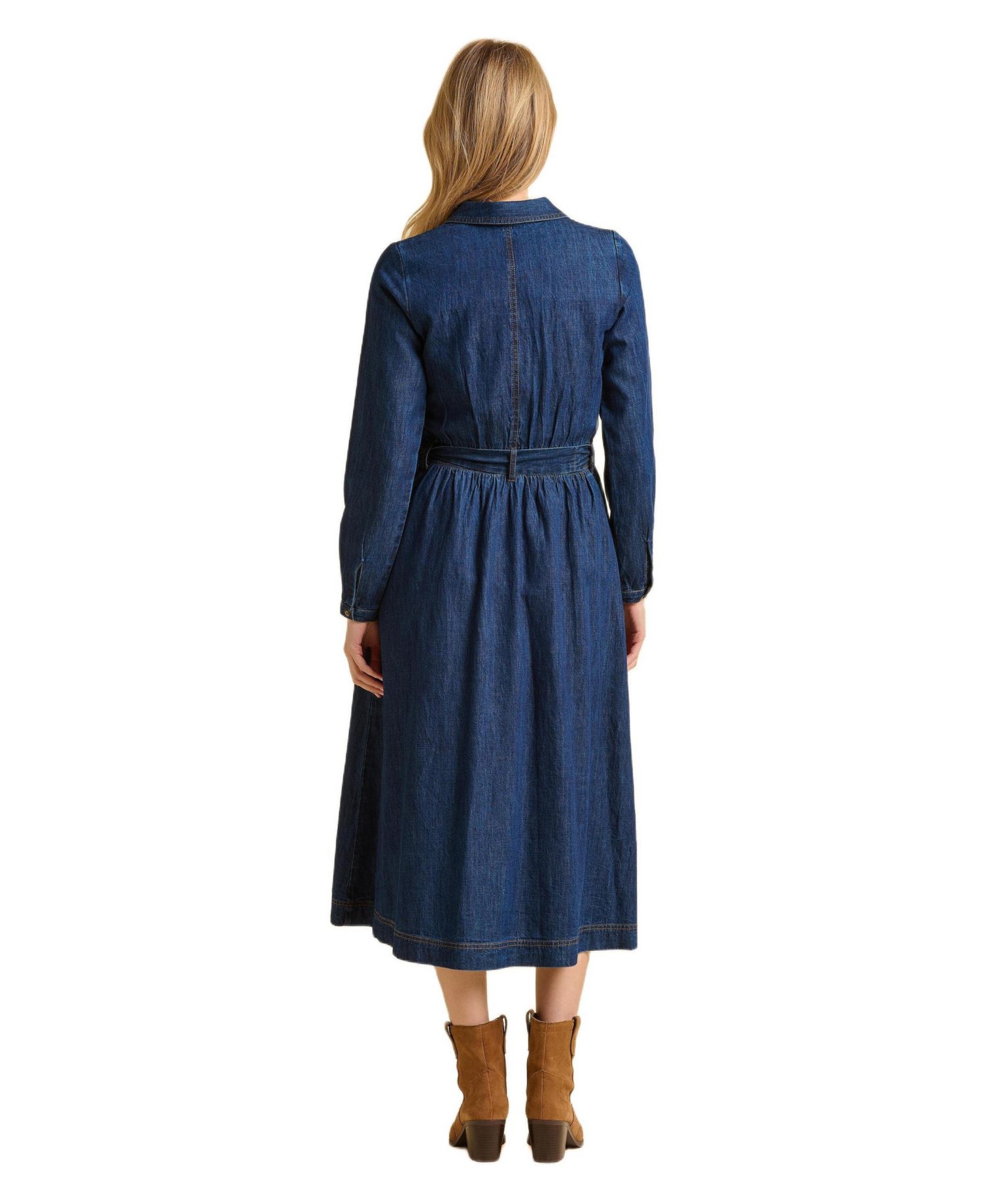Women's Fern Long Sleeve V-Neck Shirt Midi Dress