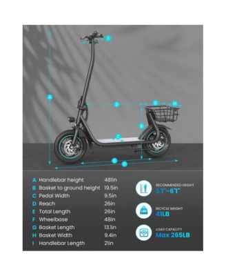 Folding Electric Scooter for Adults: 12" Solid Tires, Basket, 550W Motor, Up to 20 Miles Range.
